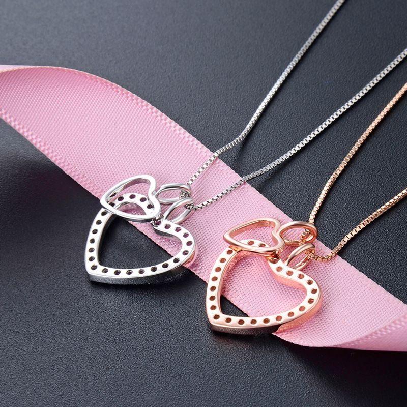 Fashion Heart-shaped S925 Silver Zircon Pendant No Chain