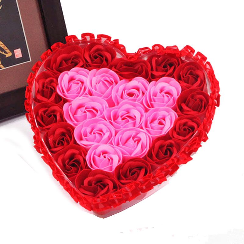 Valentine's Day 24 Heart-shaped Rose Soap Flower Gift Box Birthday Gift