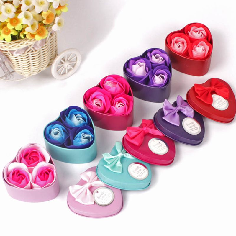 3 Soap Flower Iron Box Christmas Creative Small Gift Wholesale