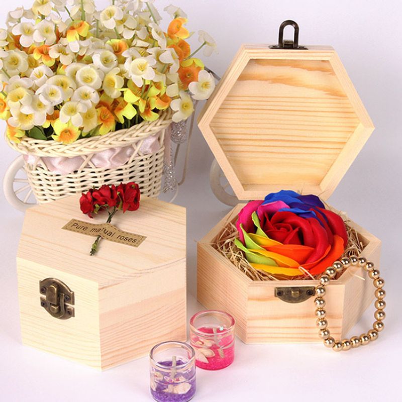 صندوق هدايا وردة صابون ملون على شكل زهرة هدية عيد ميلاد هدية عيد الحب لعيد المرأة