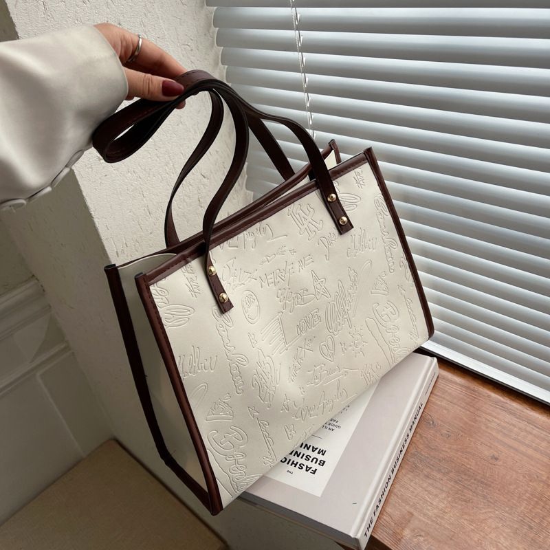 Fashion Canvas Four-leaf Clover Large-capacity Shoulder Bag