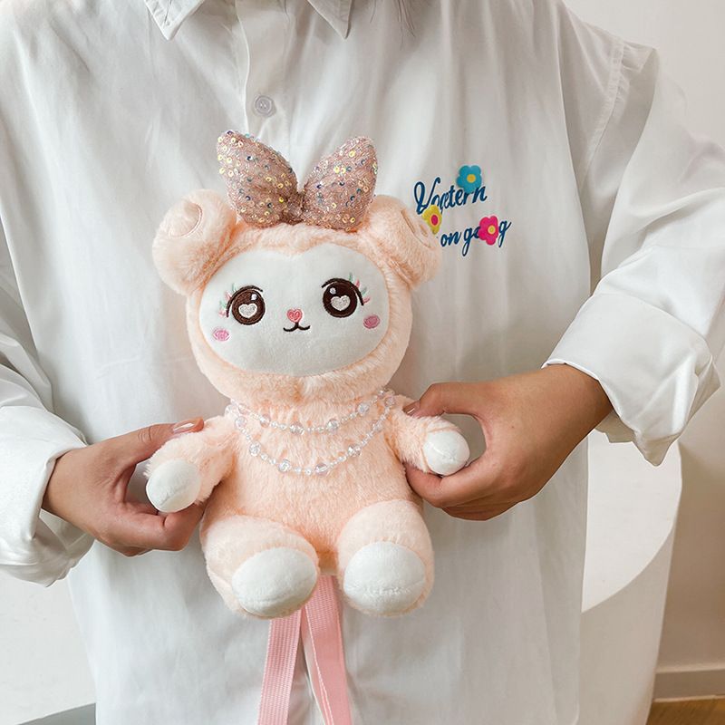 2022 Spring New Cute Doll Small Wool Plush Toy Bag Children Messenger Bag