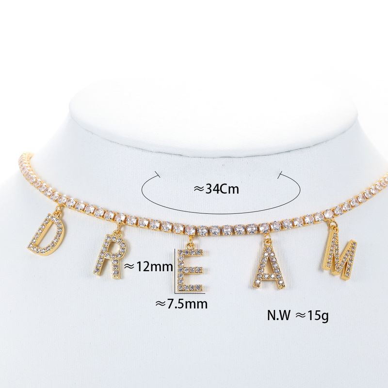 Fashion Large Letter Dream Pendant Necklace Diamond Clavicle Chain
