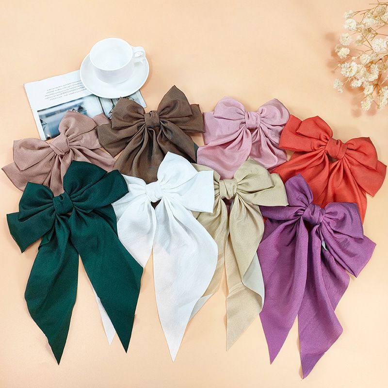 Fashion New Big Bow Ribbon Hairpin Fabric Solid Color Hairpin