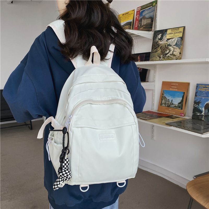 Mochila De Estudiante De Gran Capacidad De Color Sólido De Moda Mochila Casual Coreana