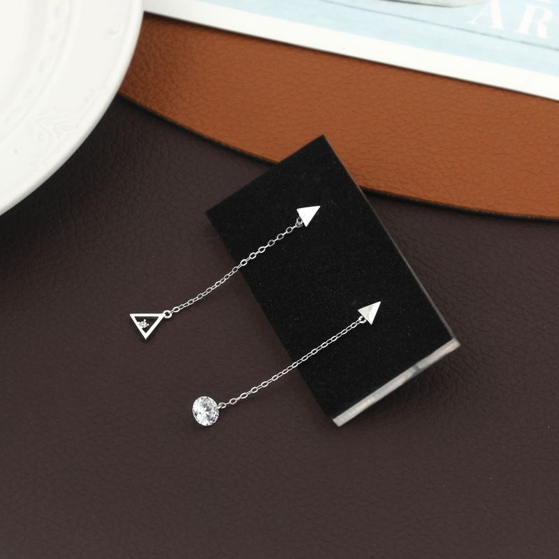 Simple Luxury Niche Geometric Asymmetric Pendant Coper Earrings