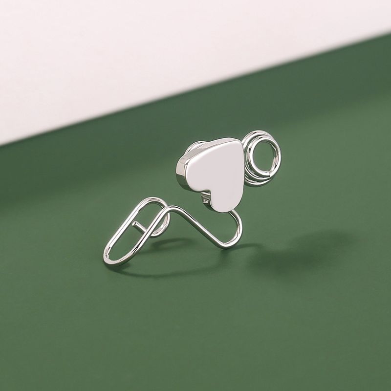 European And American Non-porous Puncture Stainless Steel Nose Ring Heart-shaped Nose Clip Nose Nail