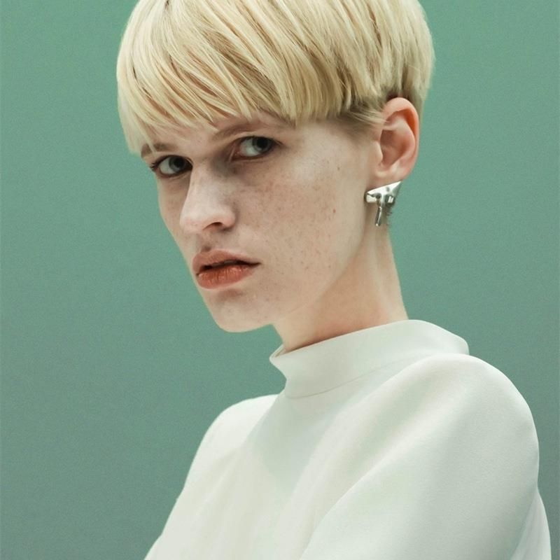 European Female Drop Wax Ins Niche Unique Asymmetric Earrings