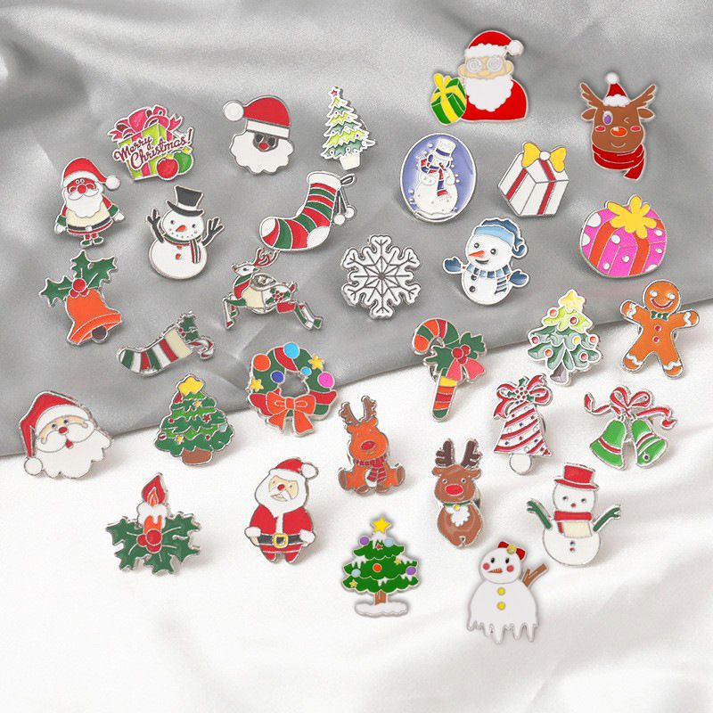 Santa Claus Christmas Snowman Dripping Oil Alloy Brooch