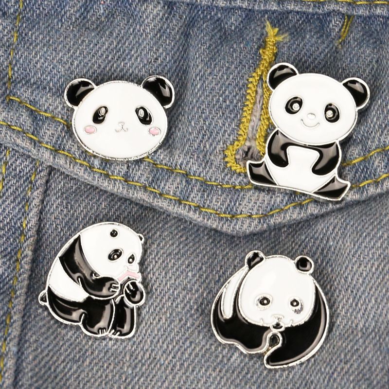 Lindo Broche De Aleación Dibujos Animados Goteando Aceite Panda Divertido Insignia Broche