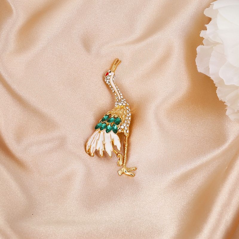 Fashion Diamond-studded Crane Brooch Simple Pin Accessories