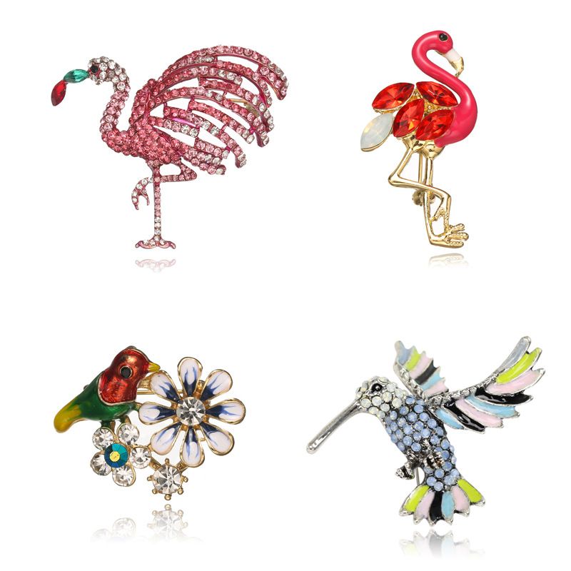 Flamingo Diamond Brooch Fashion Girls Bird Corsage Brooch