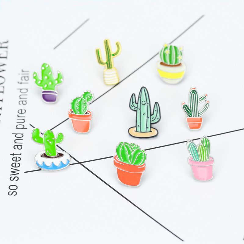 Fresh Cartoon Plant Clothing Creative Cactus Flower Dripping Brooch