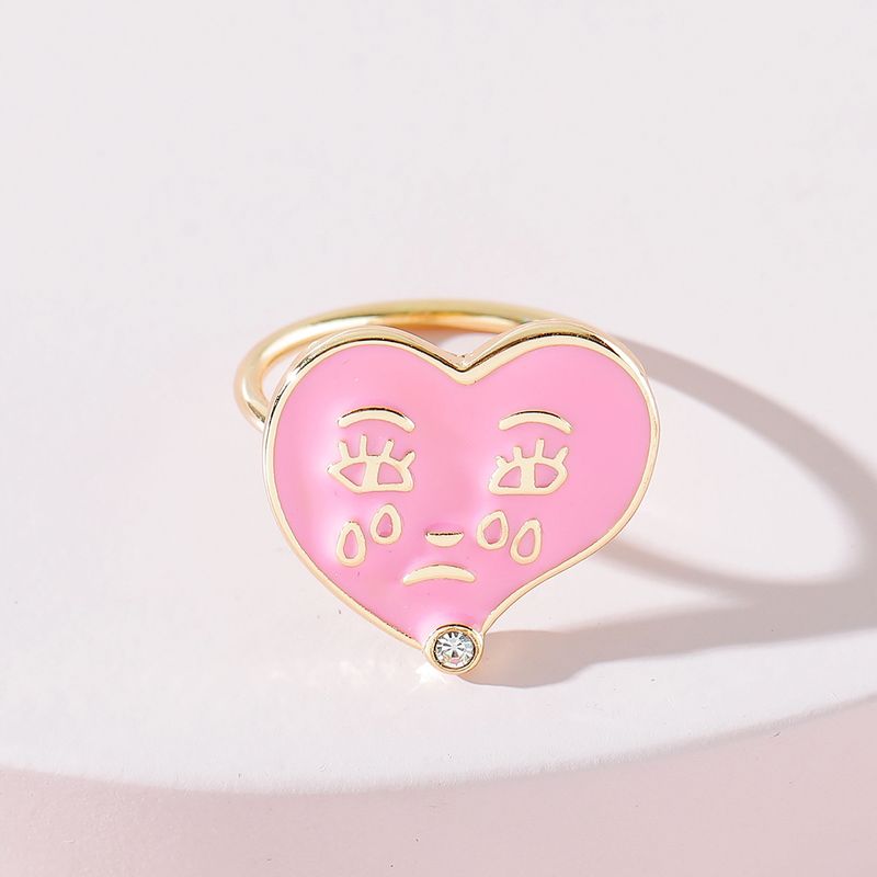 European And American Fashion Dripping Oil Crying Tears Heart-shaped Expression Ring