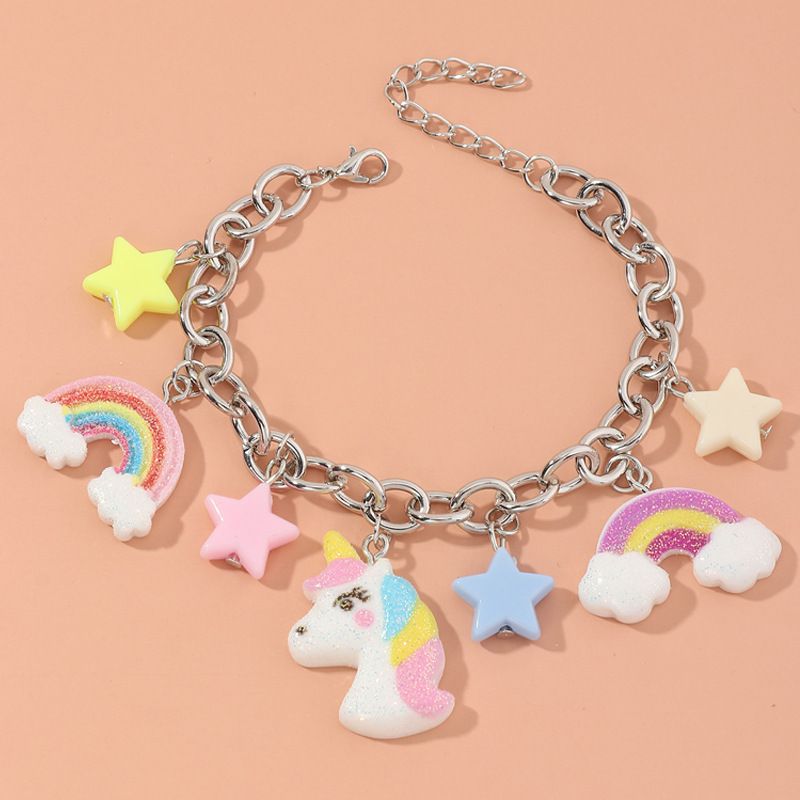 New Children's Bracelet Rainbow Cloud Star Unicorn Pendant Girl Bracelet