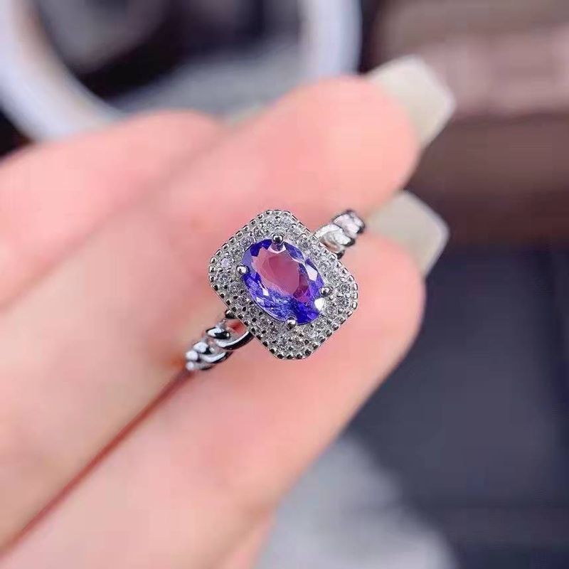 Bague En Diamant Violet Lavande Mode Simple Diamants Complets Bague En Cuivre À Ouverture Torsadée