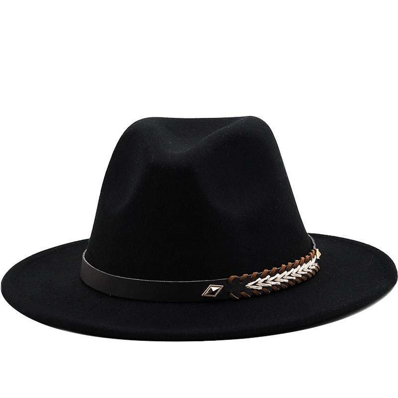 New Woolen Jazz Hat Felt Hat Big Brim Fashion Belt Top Hat