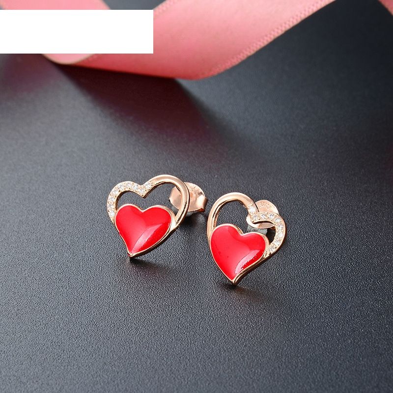 Fashion S925 Silver Fashion Hollow Heart-shaped Inlaid Zircon Earrings