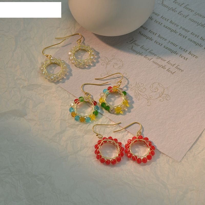Fashion Transparent Crystal Bead Copper Earrings Wholesale