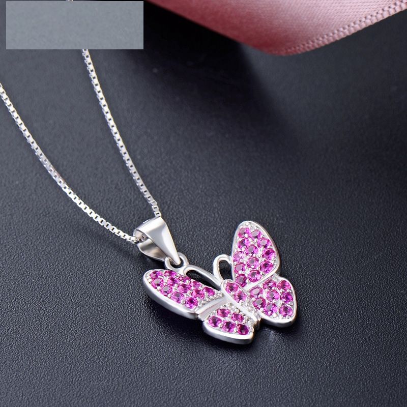 Fashion Diamond-studded Butterfly Simple S925 Silver Necklace Pendant