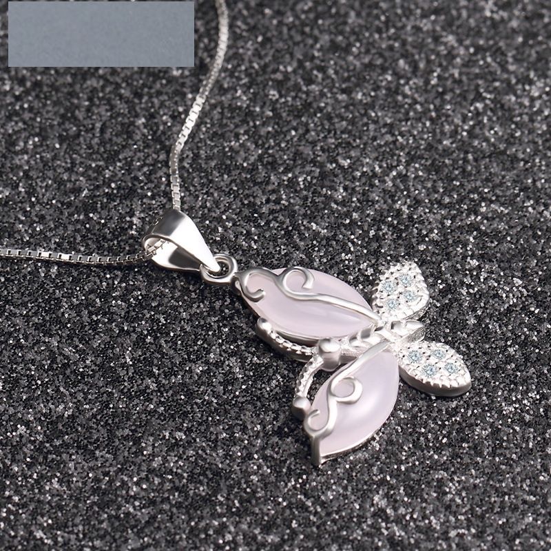Accesorios De Collar De Moda Versión Coreana S925 Colgante De Mariposa Creativa De Diamante Plateado
