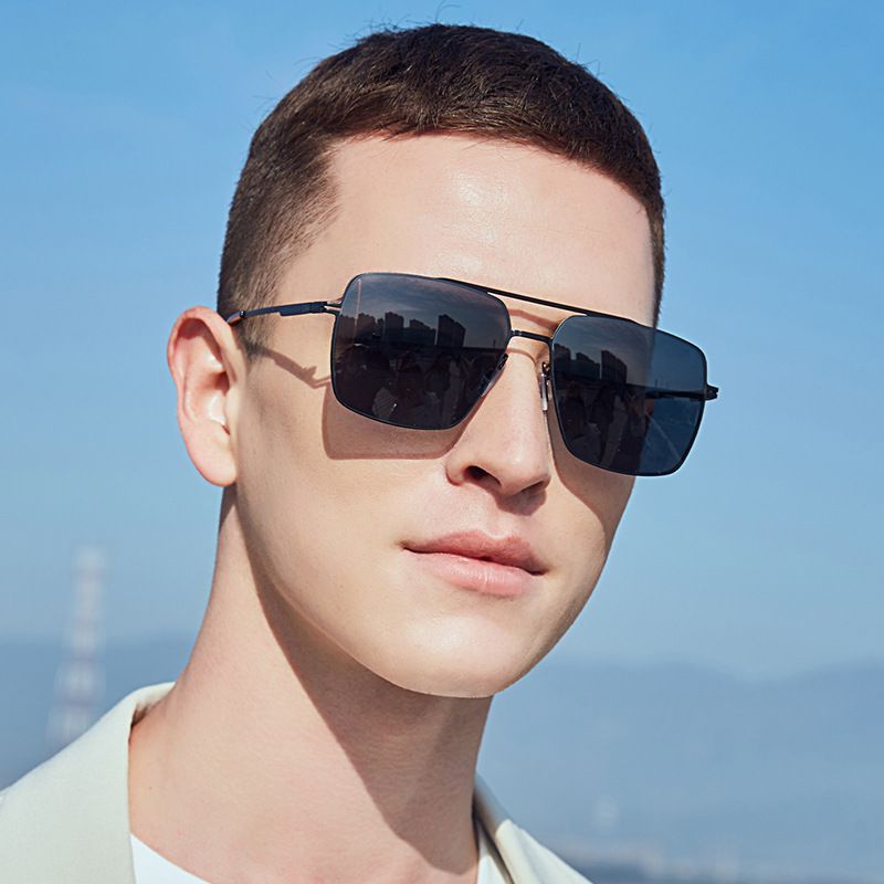 Gafas De Sol Polarizadas De Nailon Retro Para Hombre, Gafas De Sol De Doble Haz Con Montura Grande