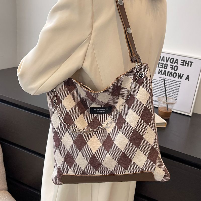 Simple And Casual Large-capacity Shoulder Tote Bag Women's Checkerboard Tote Bag