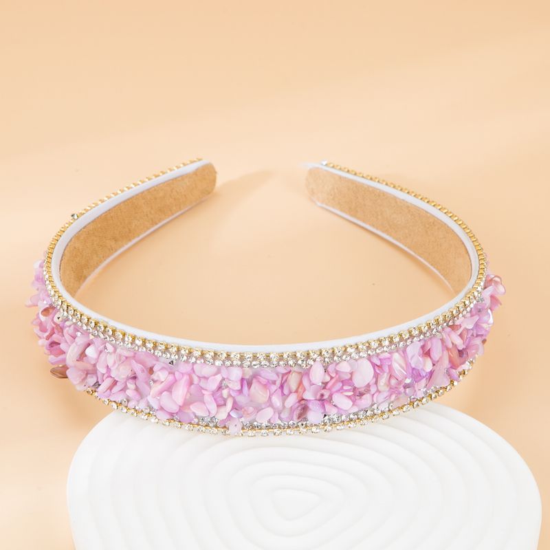 Bandeau Serre-tête Coréen Simple Violet Strass Rose