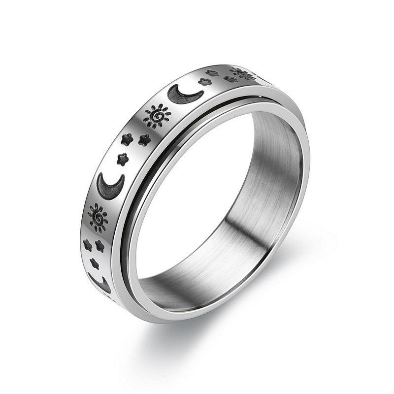 Simple Double-layer Rotating Titanium Steel Ring Decompression Meditation Creative Ring