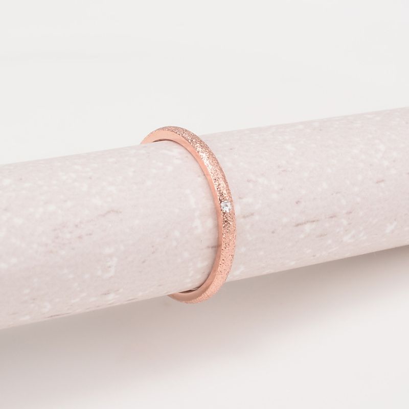 Korean Diamonds 18k Rose Gold Titanium Steel Frosted Couple Ring