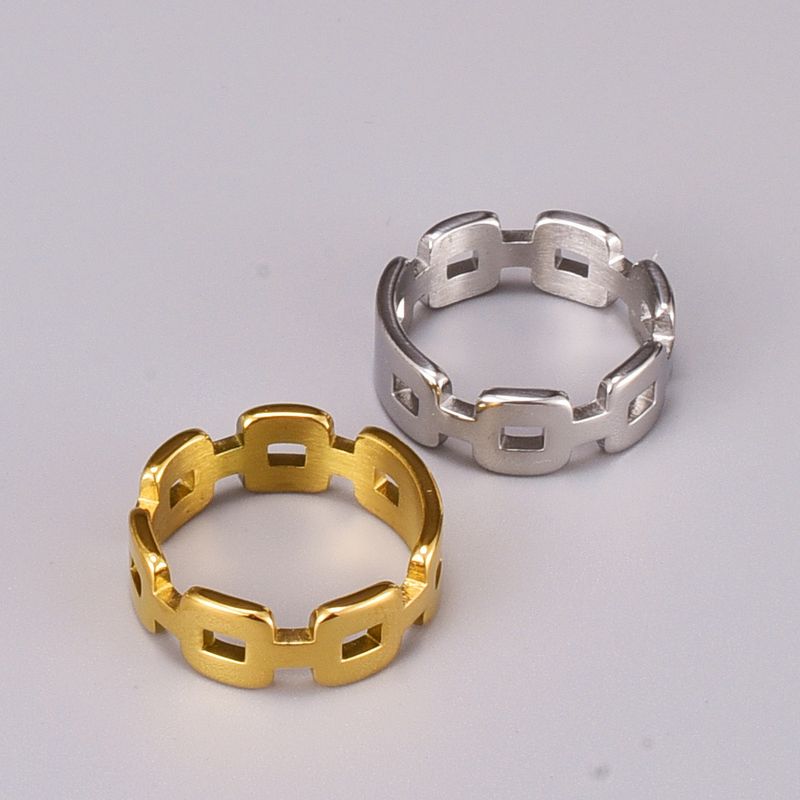 18k Gold Titanium Steel European And American Irregular Chain Ring