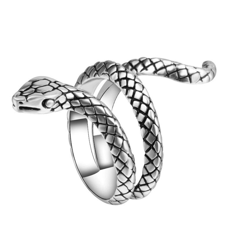 European And American Punk Silver-plated Alloy Snake Shape Men's Ring