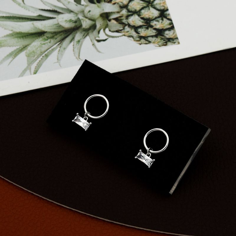 Simple Hoop Diamond Tassel Geometric Tide Fashion Copper Earrings