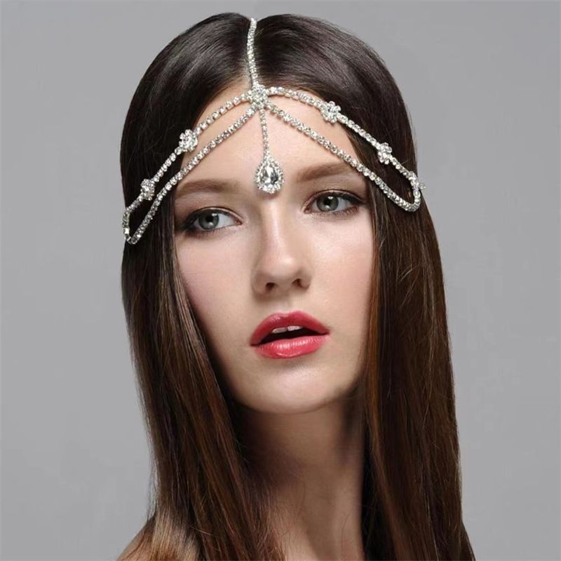 New Rhinestone Hair Chain Retro Water Drop Forehead Chain Fashion Bridal Hair Accessories