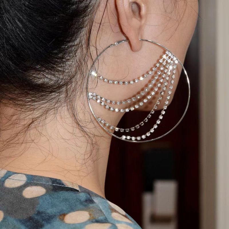 Fashion Style Diamond-encrusted Chain Claw Chain Geometric Earrings Wholesale