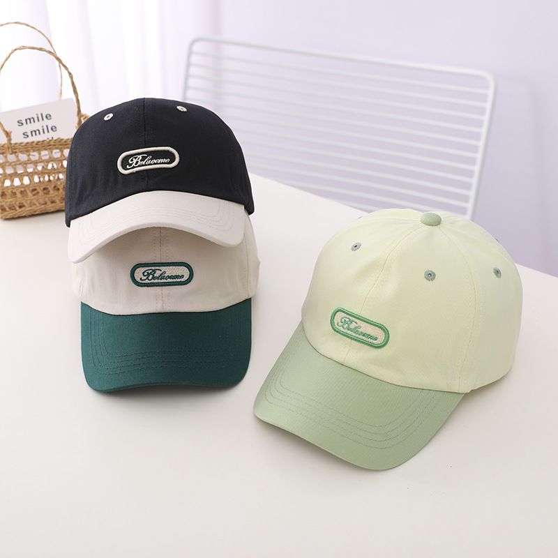 Embroidered Letters Small Standard Color-blocking Baseball Cap Children's Sunshade Hat