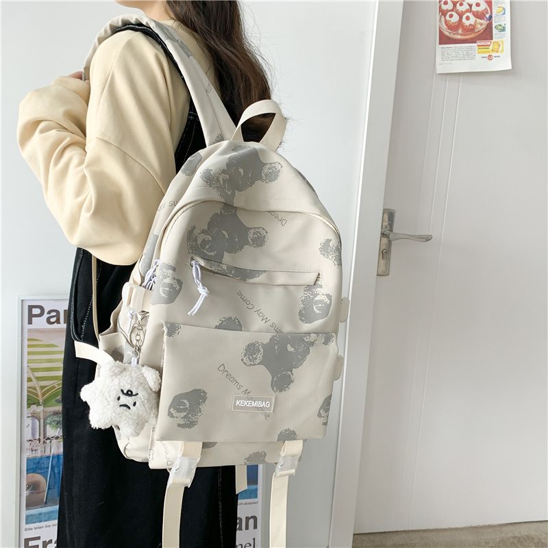 Schoolbag Female Korean Simple Printing Small Pendent Backpack Wholesale