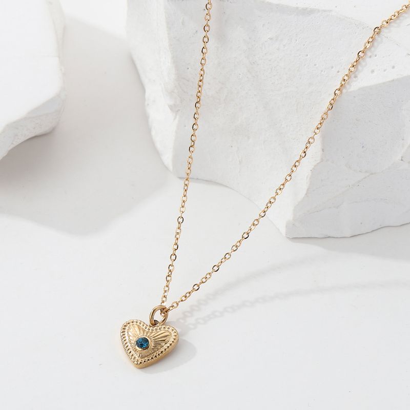 Valentine's Day Copper-plated 18k Green Zircon Heart Pendant Necklace
