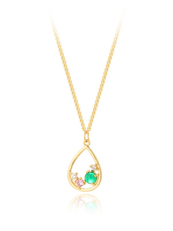 Mother's Day Valentine's Day Copper Plated 18k Gold Water Drop Zircon Necklace