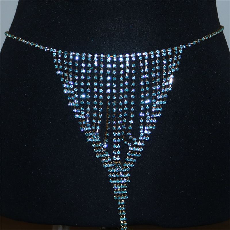 European And American New Body Chain Rhinestone Panties Tassel Thong Body Chain