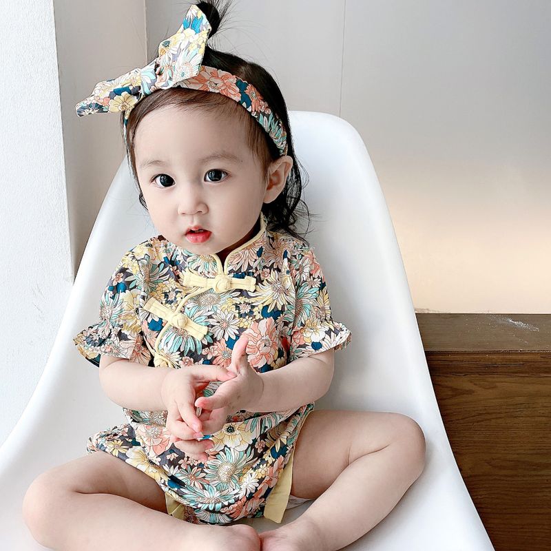 Cute Princess Fashion Chinese Style Newborn Baby Triangle Bag Romper