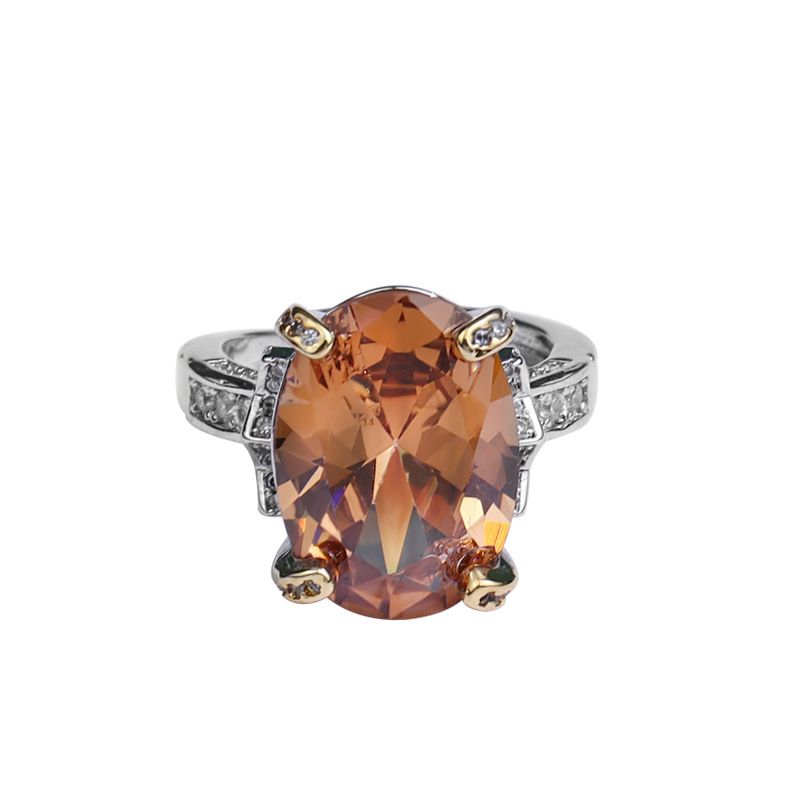 Mode Goutte D&#39;eau Orange Rouge Plein Zircon Bague En Cuivre Fin En Gros