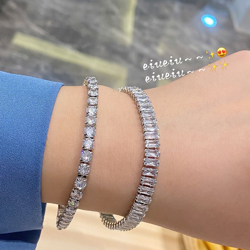 Koreanisches Mode-kupfer-intarsien-zirkonium-flash-diamant-rechteck-armband