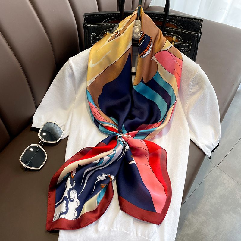 90cm Large Square Scarves Women's Silk Scarves Spring And Autumn Shawls