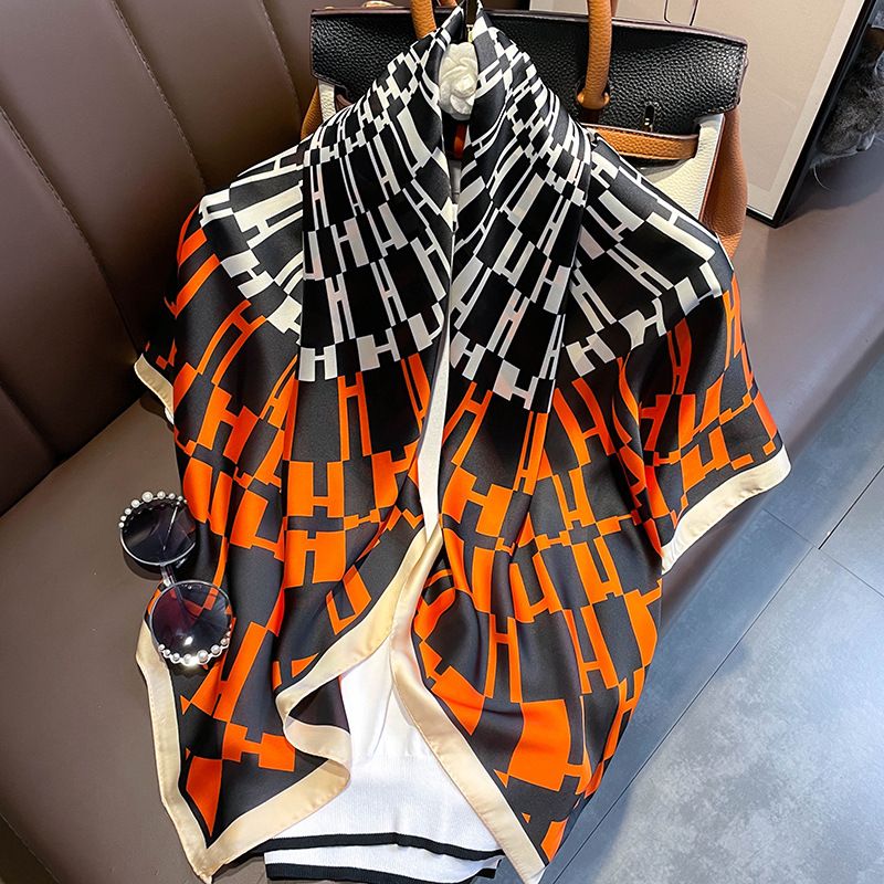 Vollständig Bedruckter Schal Mit Orangefarbenem Farbverlauf, Geometrischer Blitz, Unregelmäßiger Schal