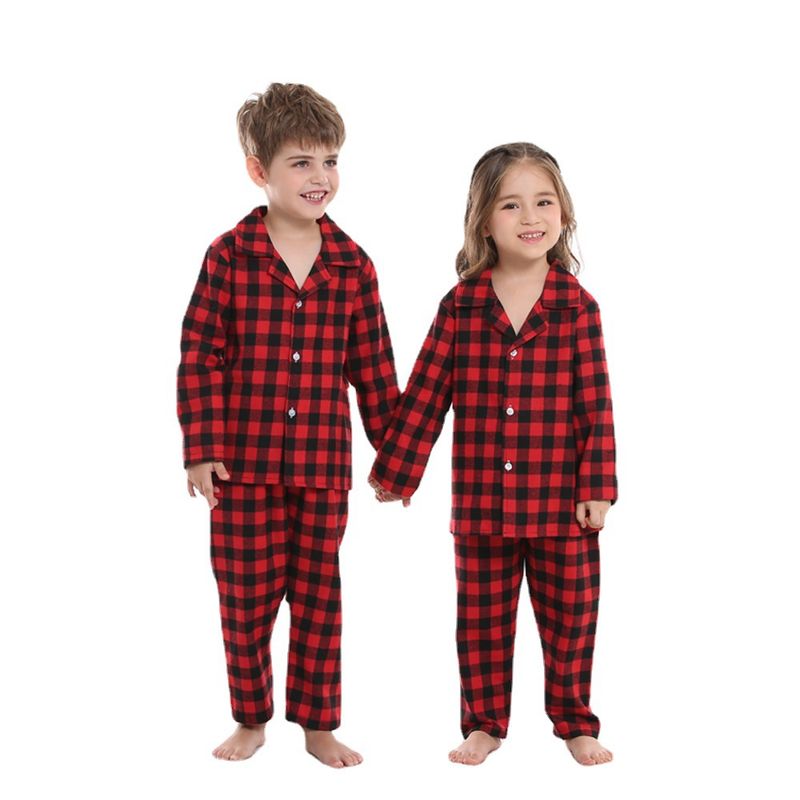 Autumn Cotton Pajamas New Red And Black Plaid Christmas Home Clothes Two-piece