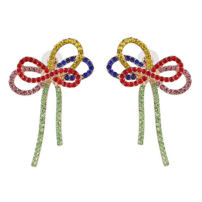 Fashion Bowknot Micro-studded Rhinestone Earrings
