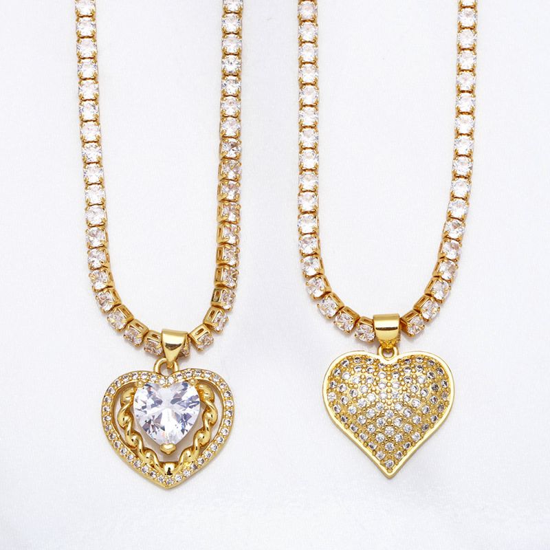 New Simple Necklace Fashion Heart-shaped Hollow Zircon Pendant Necklace