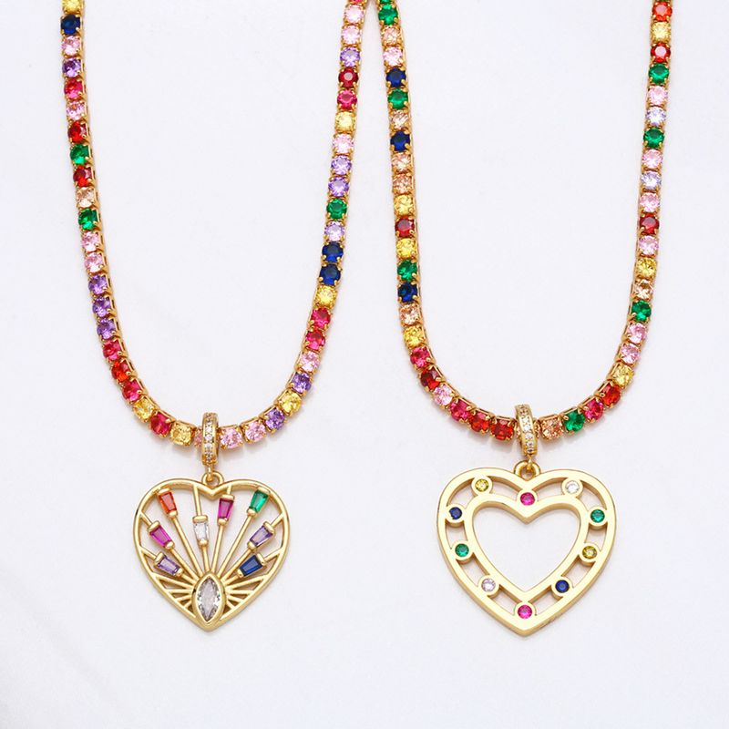 European And American Simple Hip-hop Necklace Copper Inlaid Colorful Zircon Necklace