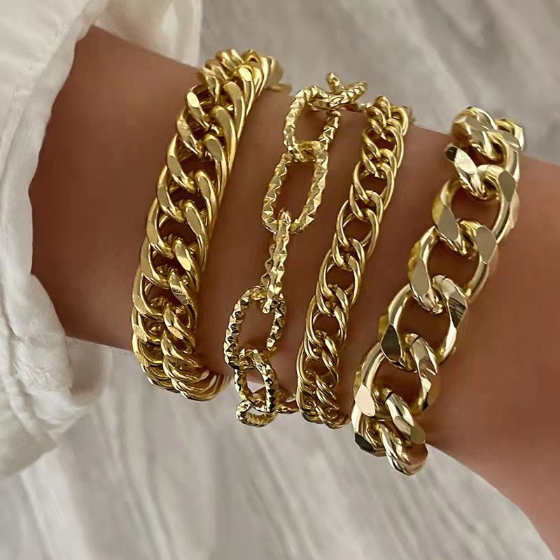 Europäische Und Amerikanische 14k Gold Edelstahl Kompakte Kubanische Kette Ot Schnallenarmband